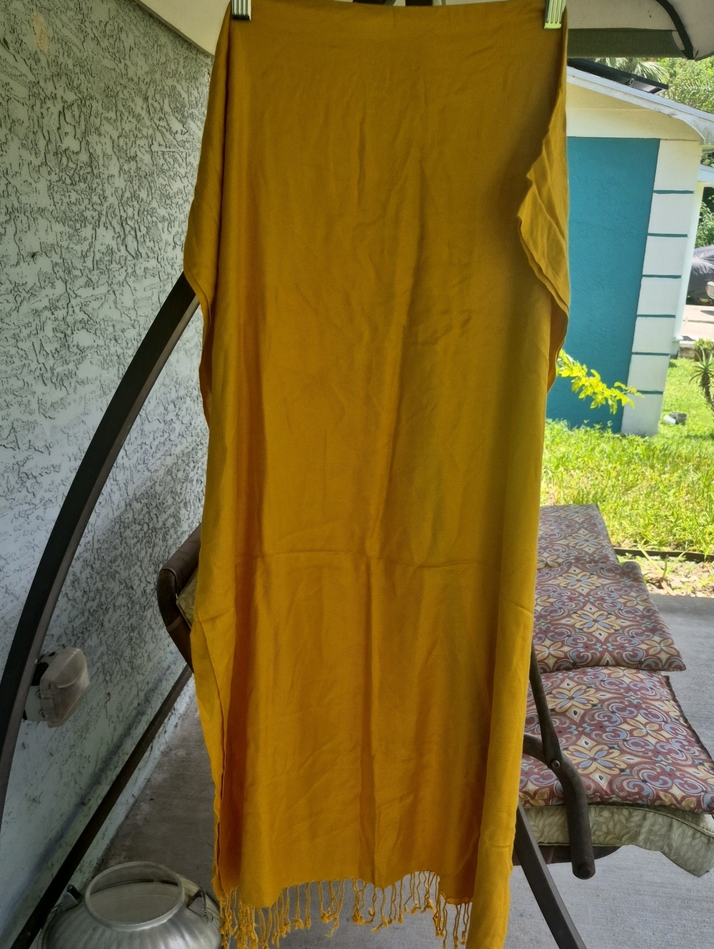 Spectrum Mustard Yellow  Fringe Scarf/Wrap